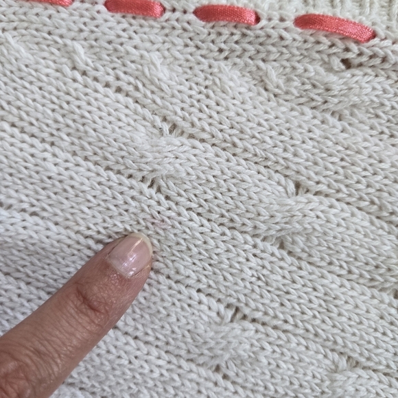 Vintage cable knit floral embroidered button down sweater vest sz M - Picture 5 of 8